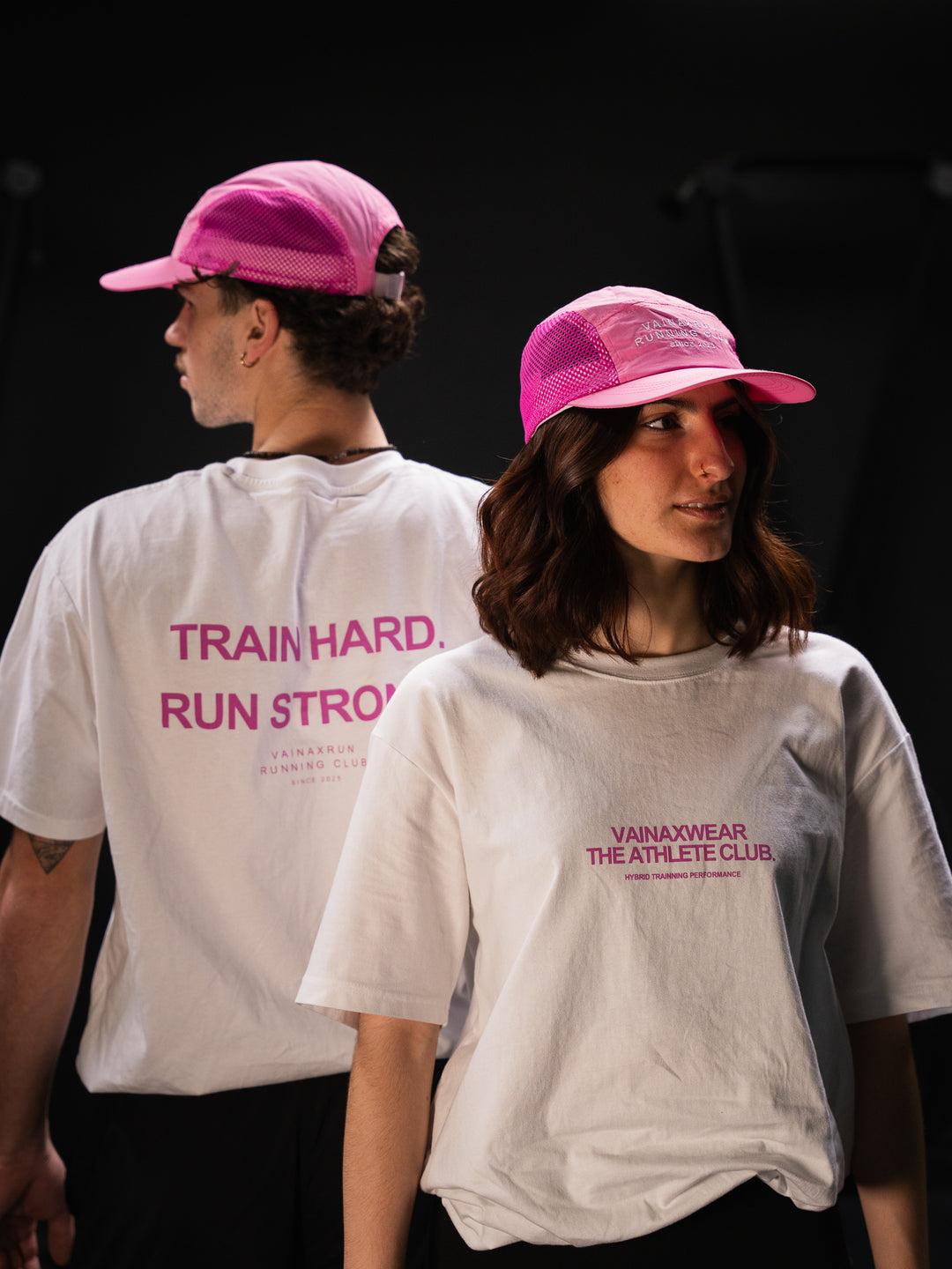 T-shirt Running Club VAINAXRUN - Collection 2026 (Blanc/Rose)